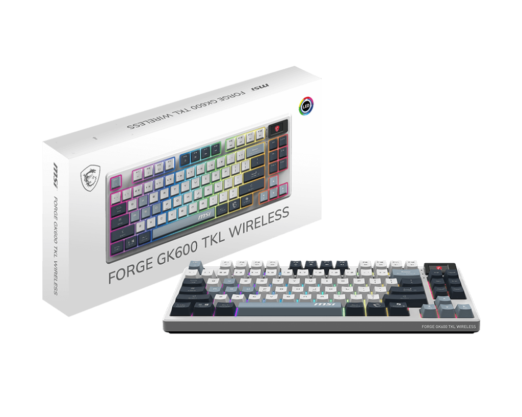 Clavier Gaming Mécanique MSI Forge GK600 TKL White Sky (Disposition AZERTY FR)